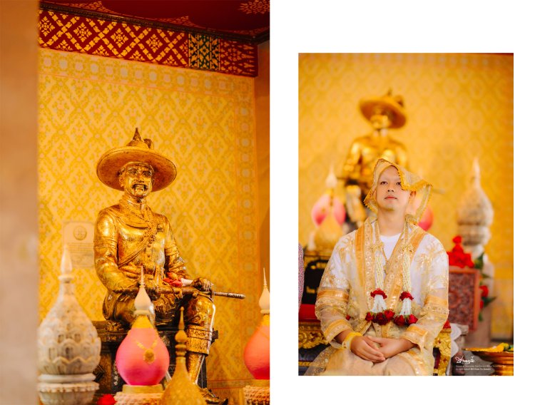 ภาพนาคในชุดขาวนั่งสงบหน้าพระประธานก่อนบวช