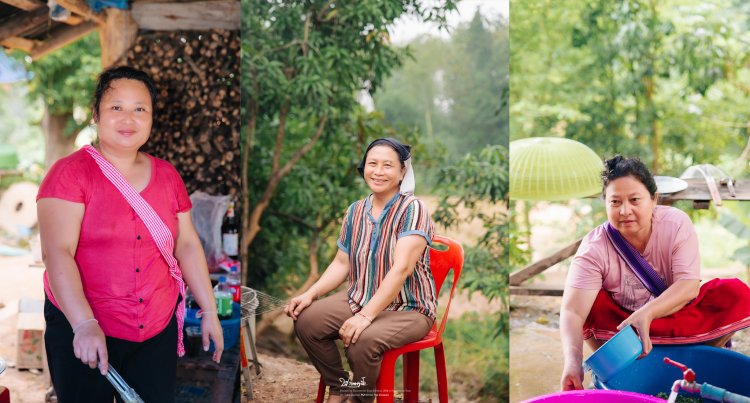 ญาติพี่น้องในงานแต่ง แม่ครัวทำอาหาร