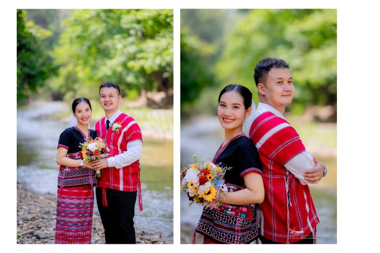ถ่ายภาพงานแต่งกะเหรี่ยงพื้นบ้าน ณ หมู่บ้านบนเขา ท่าสองยาง