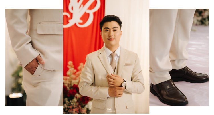 เจ้าบ่าว B ยิ้มแย้มในวันสำคัญแห่งชีวิต